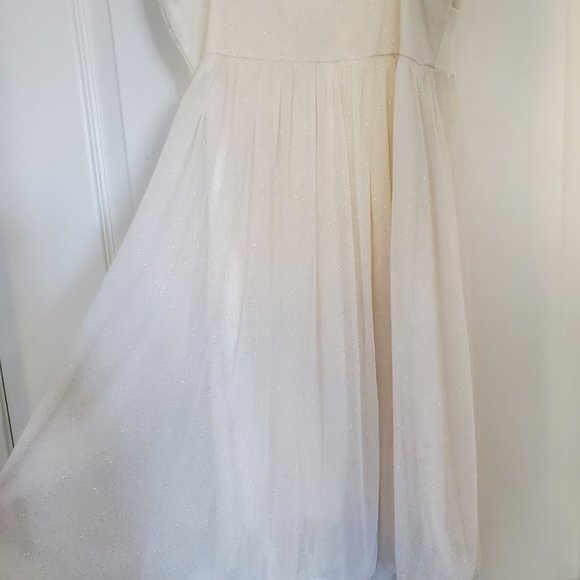 Ivory Flowy Cocktail Dress with Crystal and Pearl Embellishment - Picture 2 of 6